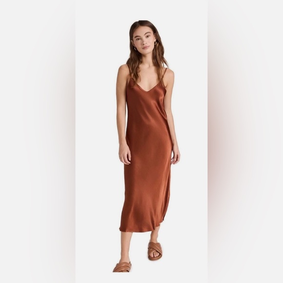 Enza Costa Satin Bias Slip Dress - in Small, Rust - Picture 1 of 7